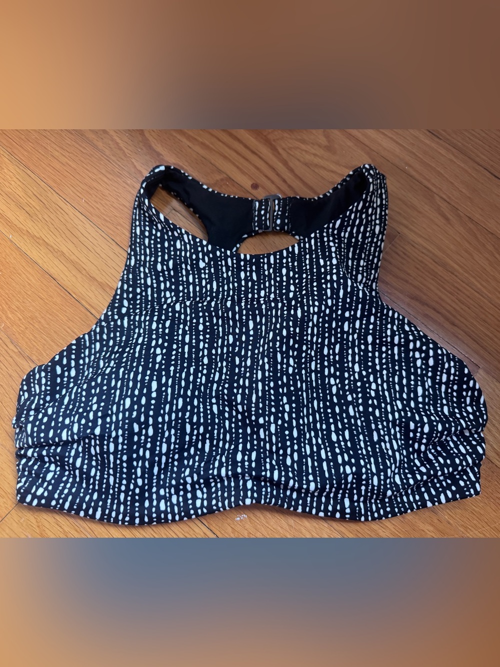 Athleta Maldives Bikini Top 34B/C Black White Print Swim Top